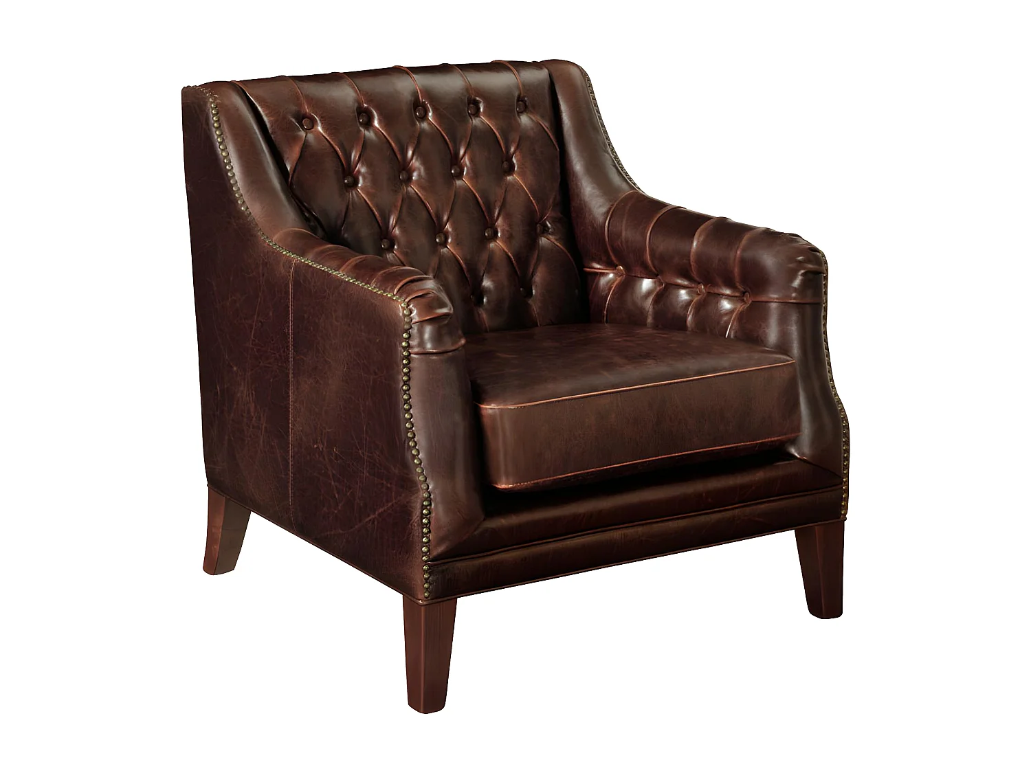 Fauteuil van leer COLBERT - Bruin
