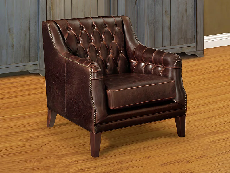 Fauteuil en cuir COLBERT - Marron