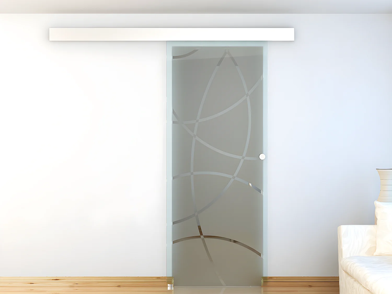 Porta scorrevole esterno muro H205 x L83 cm in Vetro temperato  - HEIDI