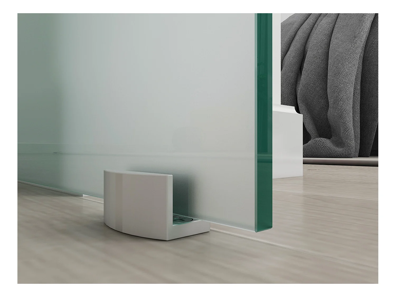 Puerta corredera con aplique HEIDI - Altura 205 x Ancho 83 cm - Cristal templado