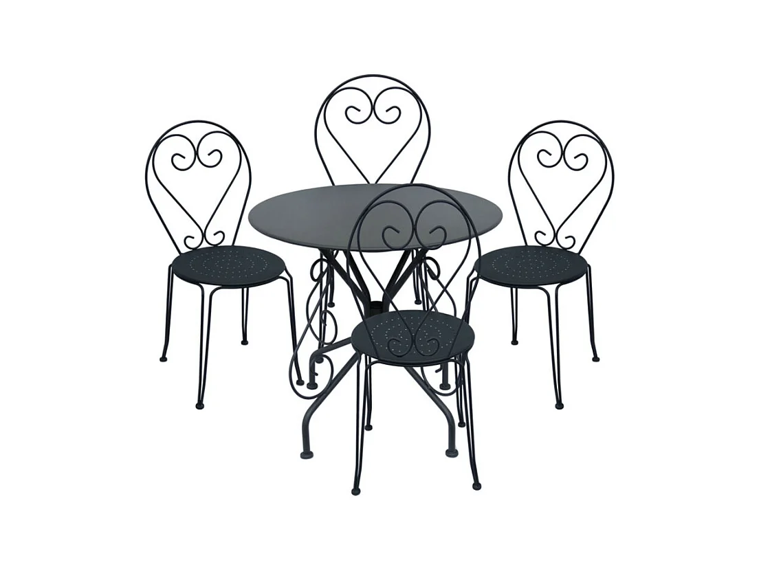 Metalen tuineetset met smeedijzer aspect : een tafel en 4 stoelen - antraciet - GUERMANTES