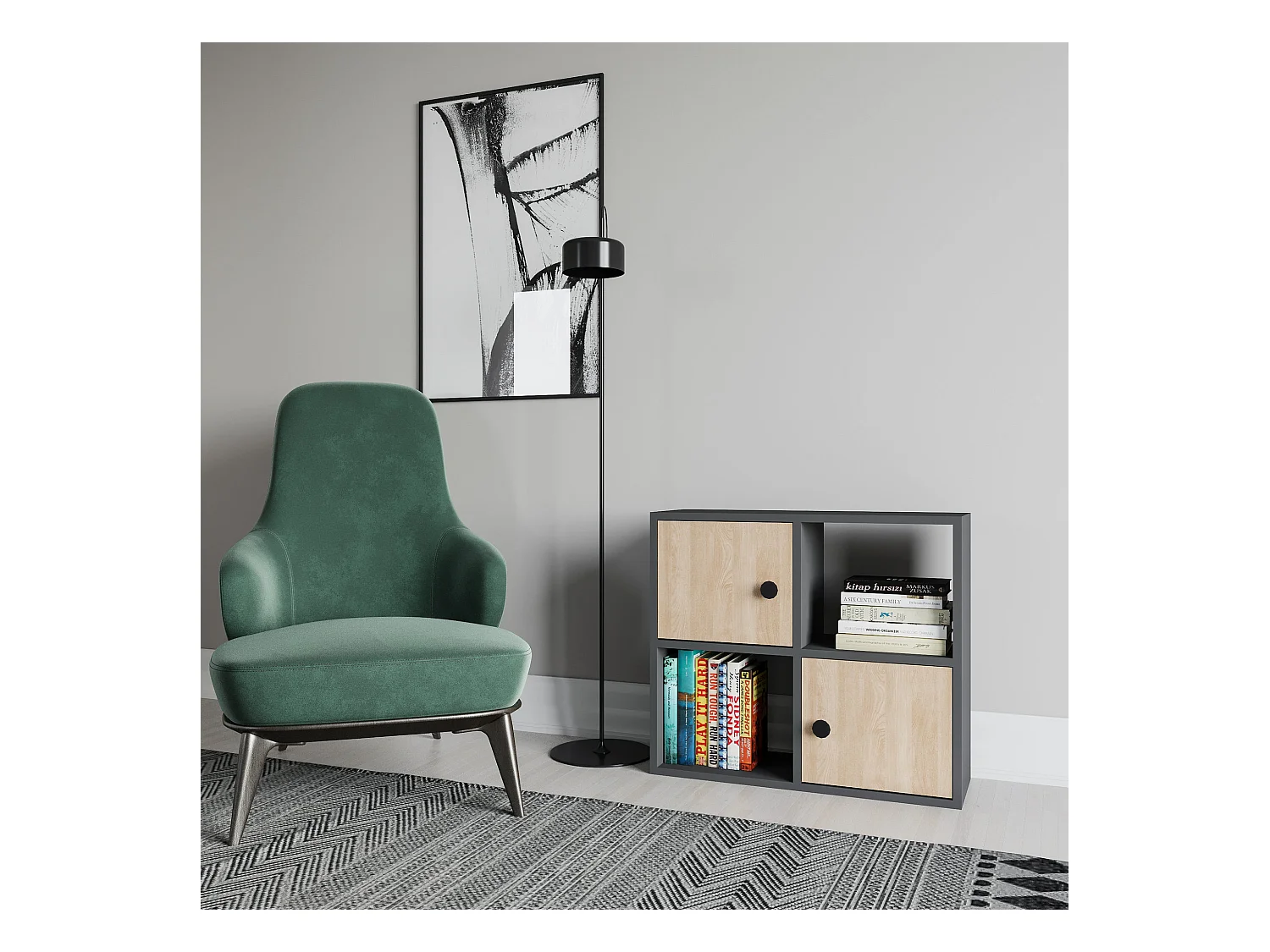 Étagère Pour Livres 100%  Panneaux De Particules Couleur Anthracite Chêne. 72x25x62,6