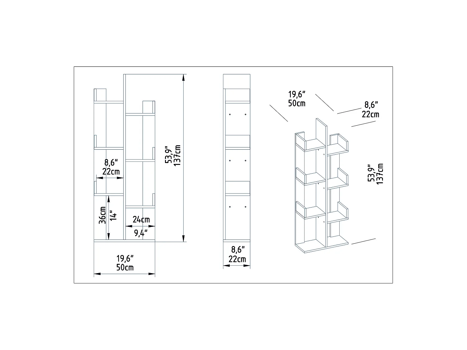 Étagère De Rangement 100%  Panneaux De Particules Couleur Blanc. 50x173x22