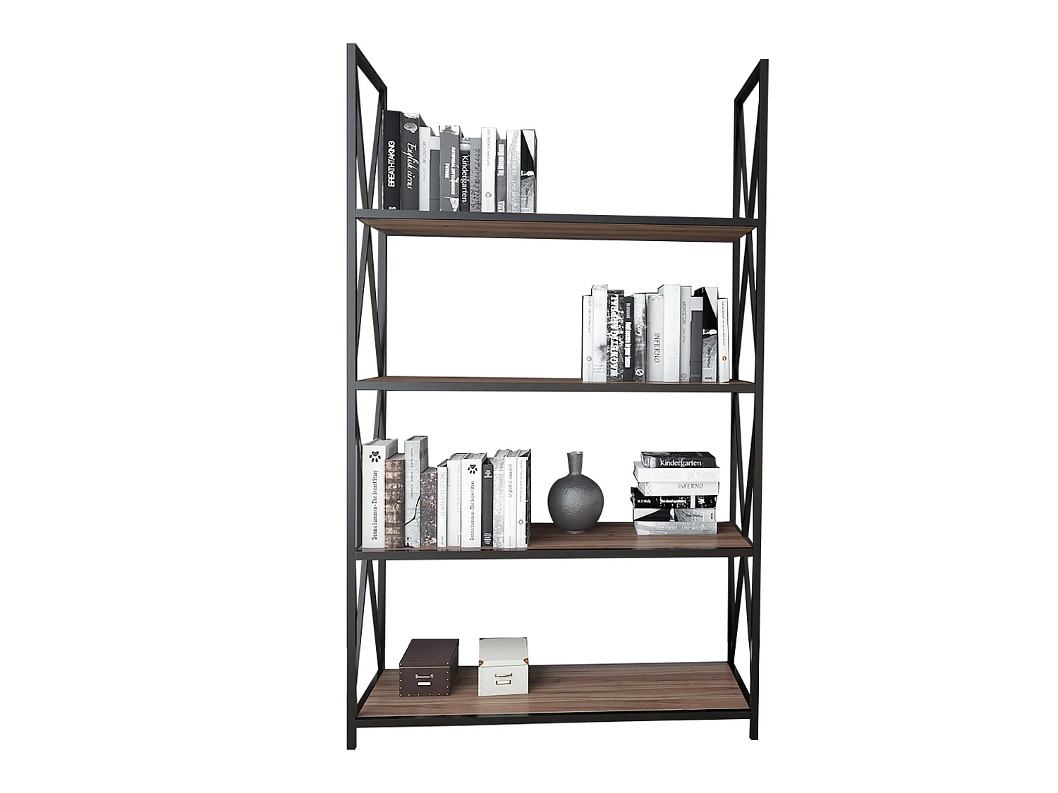 Étagère Pour Livres 100%  Panneaux De Particules Couleur Noyer Noir. 94x33x150