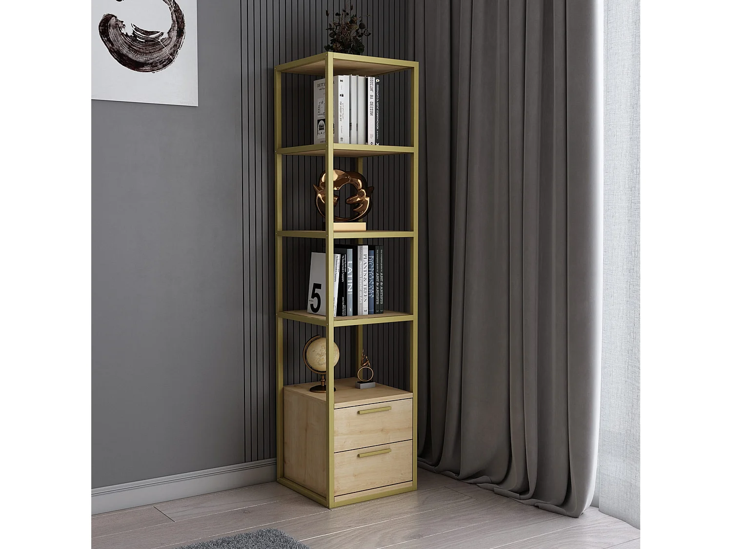 Étagère Pour Livres 100%  Panneaux De Particules Couleur Or Chêne. 39x39x160