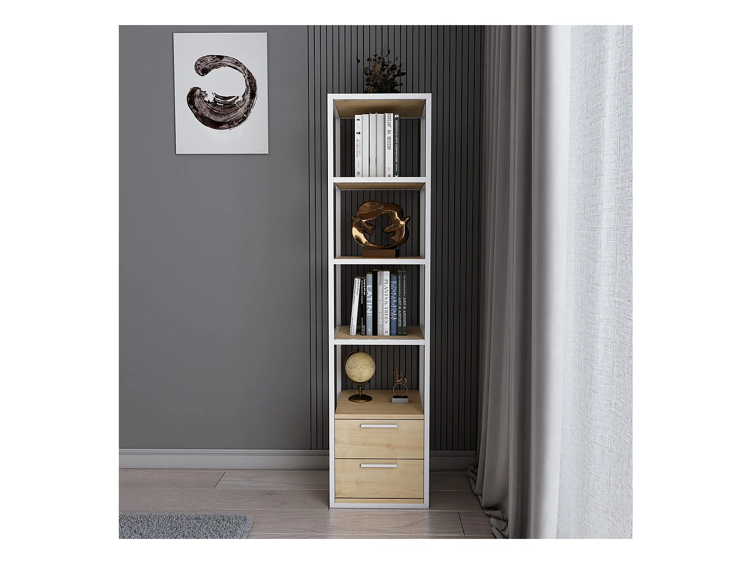 Étagère Pour Livres 100%  Panneaux De Particules Couleur Blanc Chêne. 39x39x160