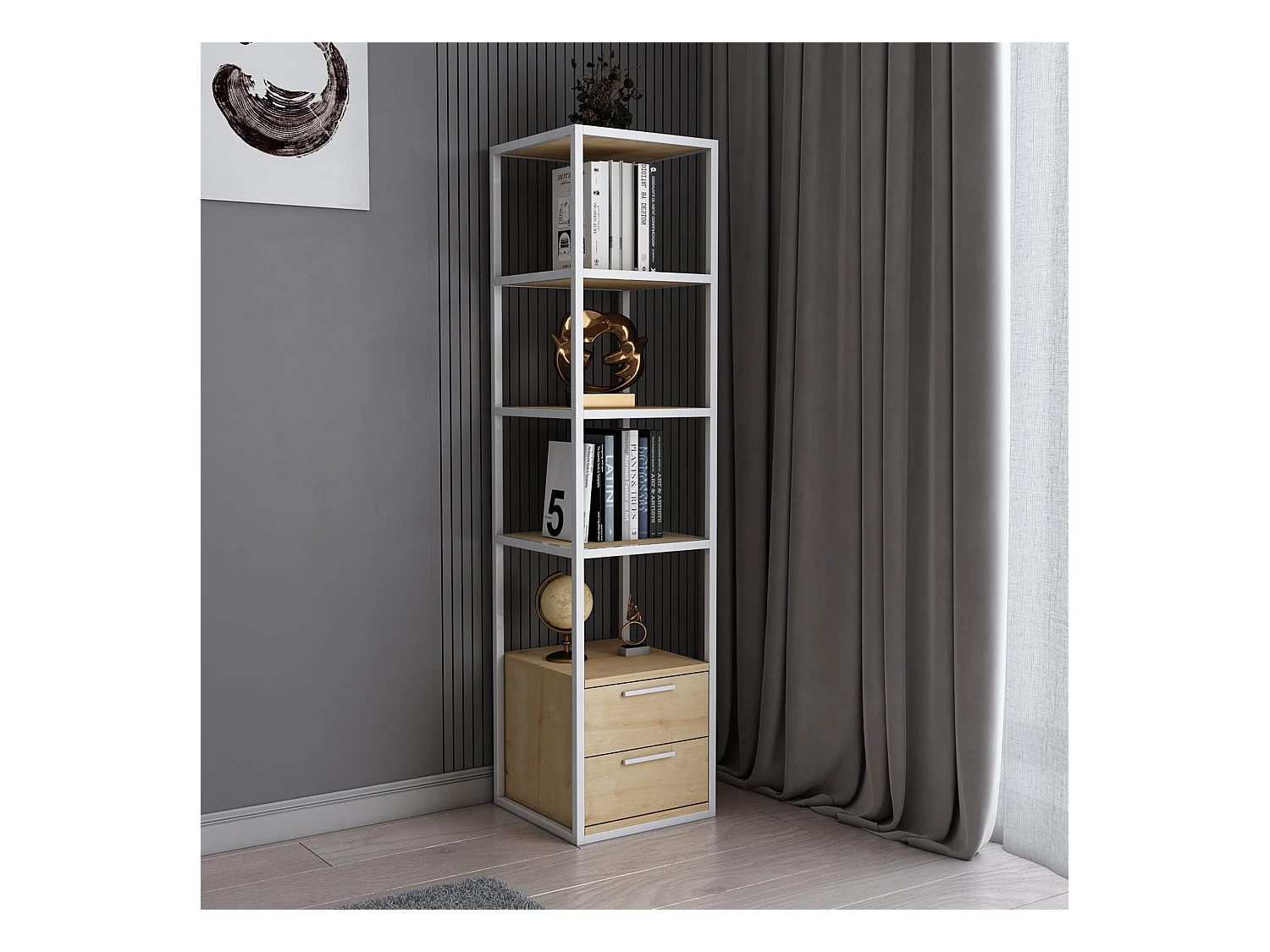 Étagère Pour Livres 100%  Panneaux De Particules Couleur Blanc Chêne. 39x39x160