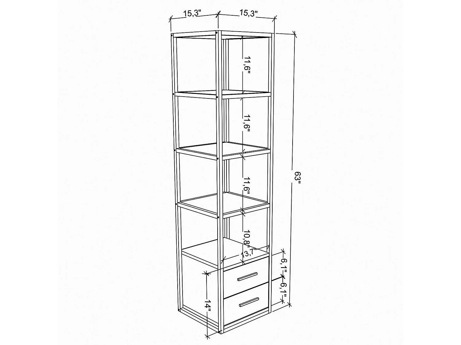 Étagère Pour Livres 100%  Panneaux De Particules Couleur Blanc Chêne. 39x39x160