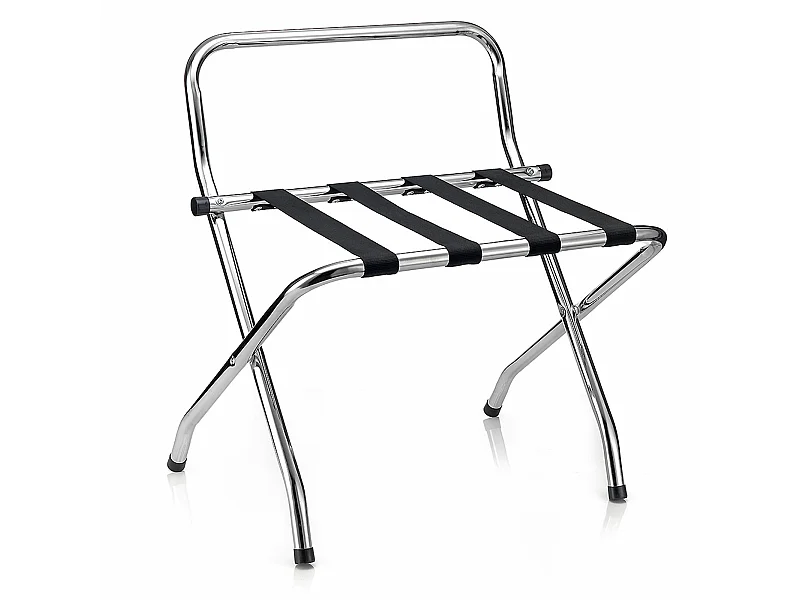 Porte-valise SUITE en métal chromé, accessoire de chambre hôtel pour sac et valise, support valise, support bagages pliable