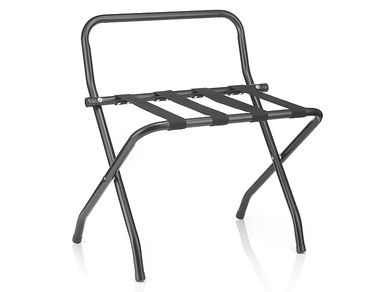 Porte-valise SUITE en métal noir, accessoire de chambre hôtel pour sac et valise, support valise et bagages pliable