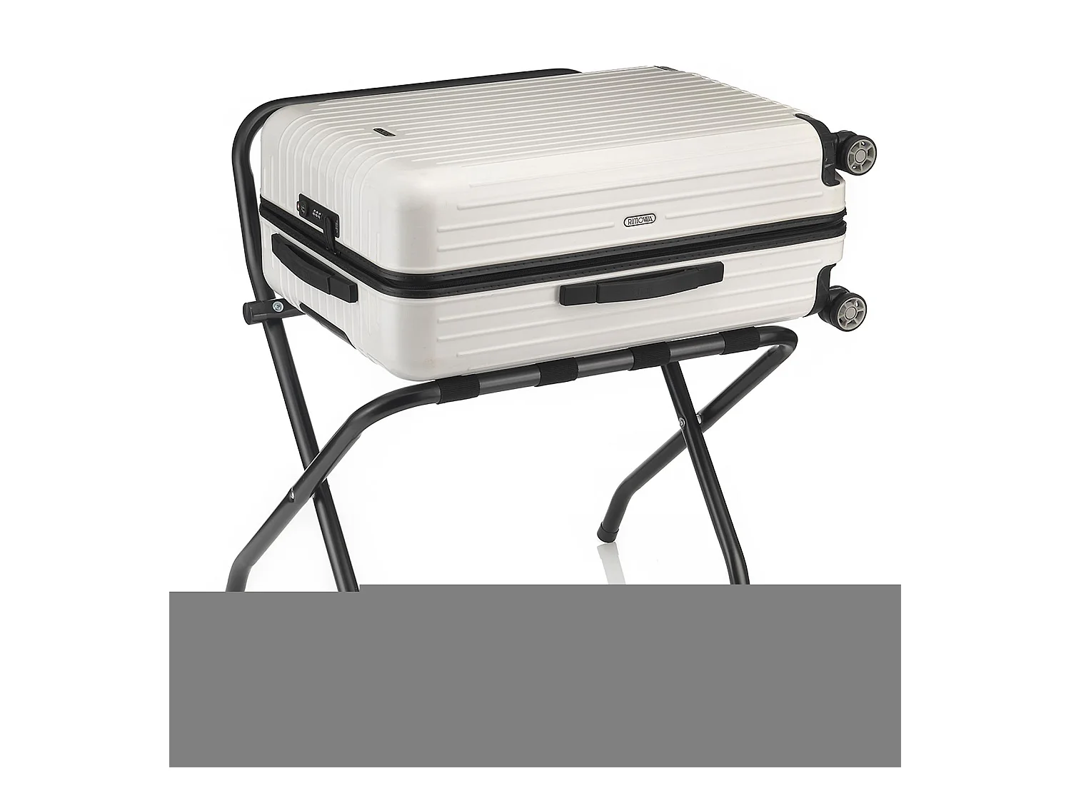 Porte-valise SUITE en métal noir, accessoire de chambre hôtel pour sac et valise, support valise et bagages pliable