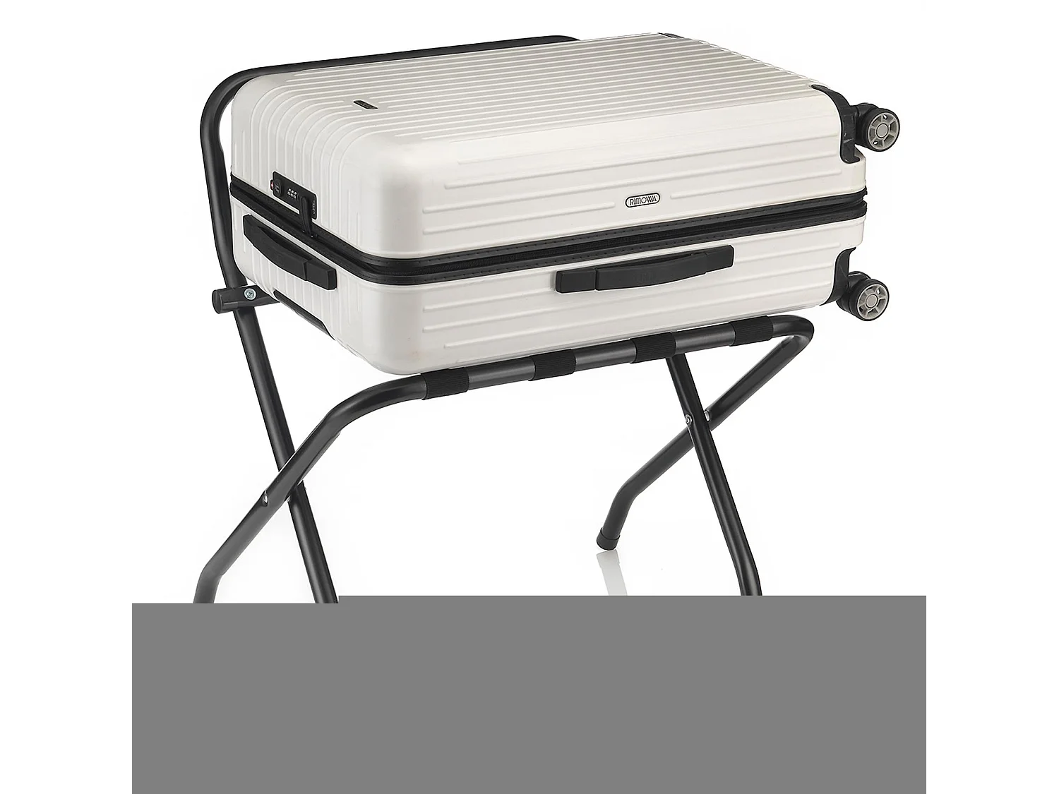 Porte-valise SUITE en métal noir, accessoire de chambre hôtel pour sac et valise, support valise et bagages pliable