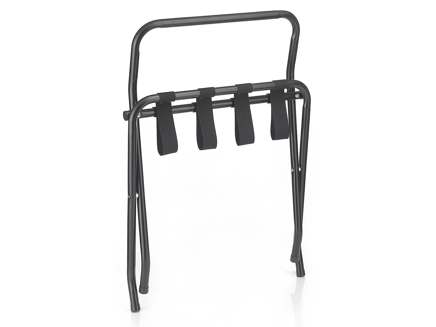 Porte-valise SUITE en métal noir, accessoire de chambre hôtel pour sac et valise, support valise et bagages pliable