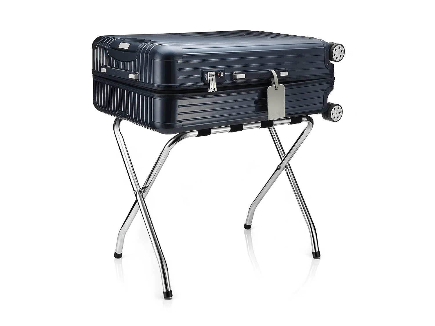 Porte-valise LUGGAGE en métal chromé, support-bagages accessoire de chambre hôtel pour valise, support valise pliable