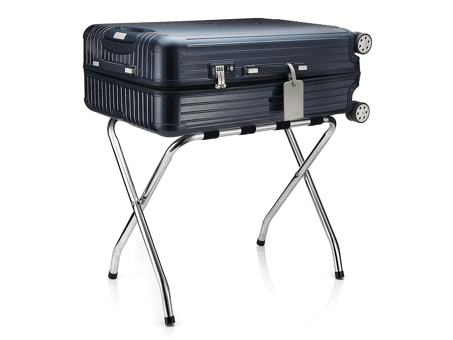 Porte-valise LUGGAGE en métal chromé, support-bagages accessoire de chambre hôtel pour valise, support valise pliable