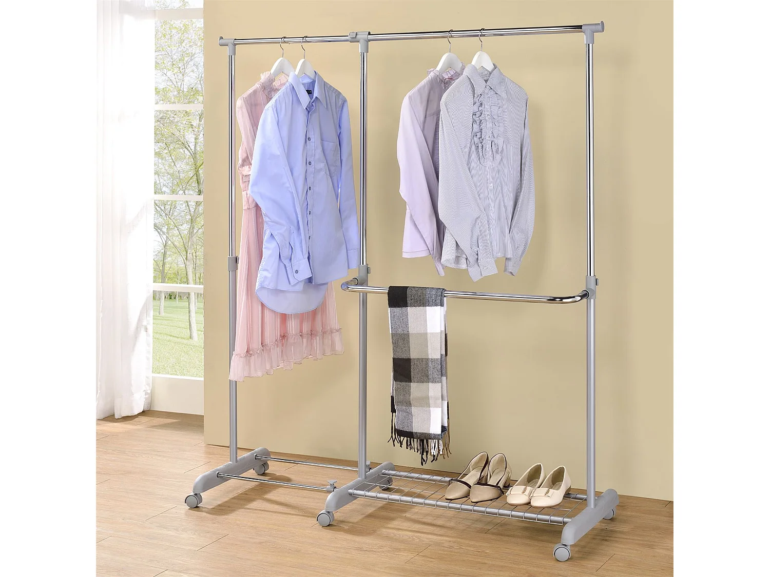 Portant à roulettes MERAN réglable