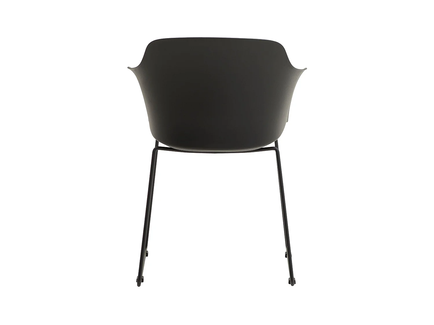 Lot de 4 chaises de jardin FORO fauteuil d'extérieur en plastique blanc résistant aux UV et pieds en métal noir