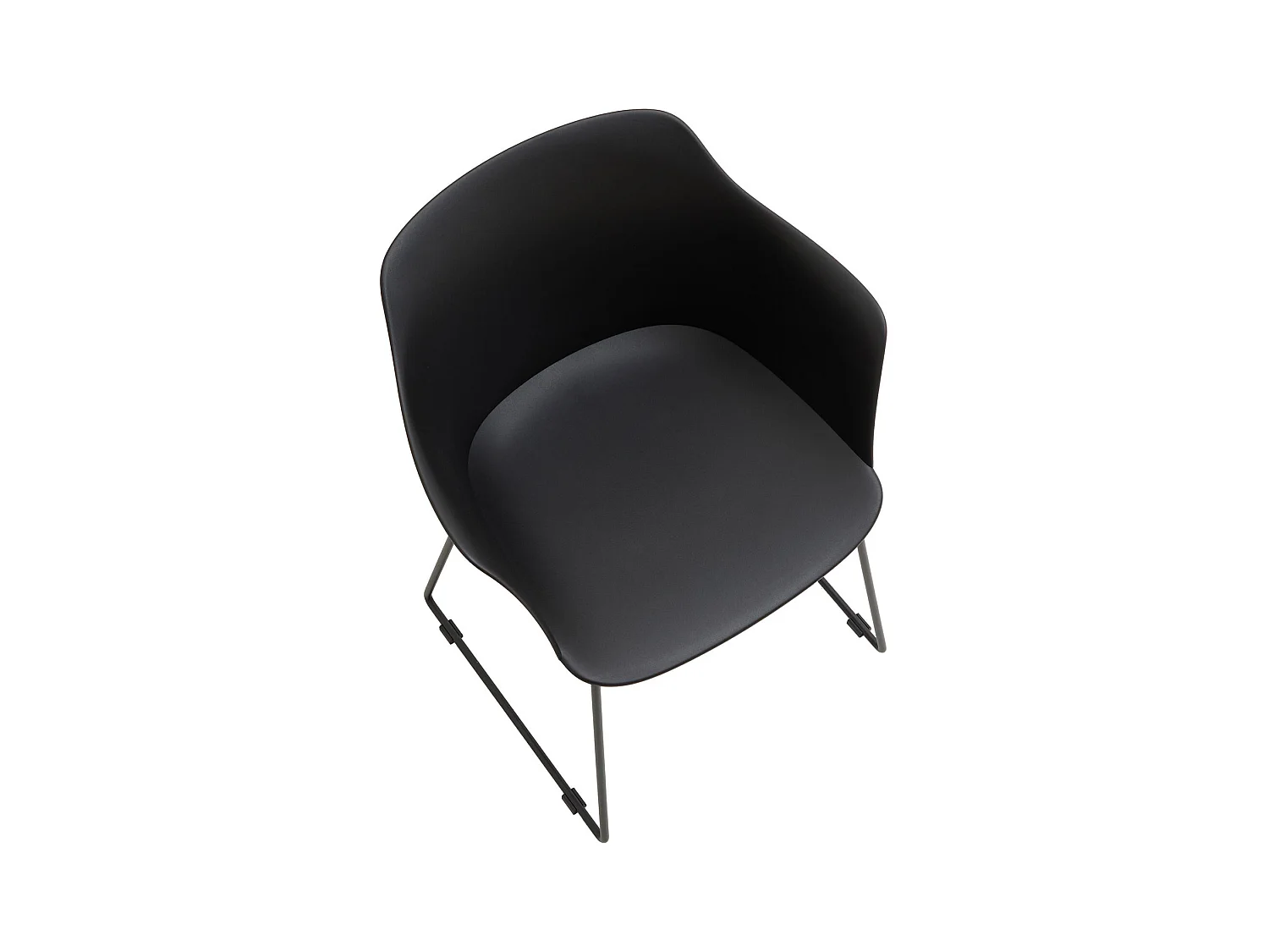 Lot de 4 chaises de jardin FORO fauteuil d'extérieur en plastique blanc résistant aux UV et pieds en métal noir