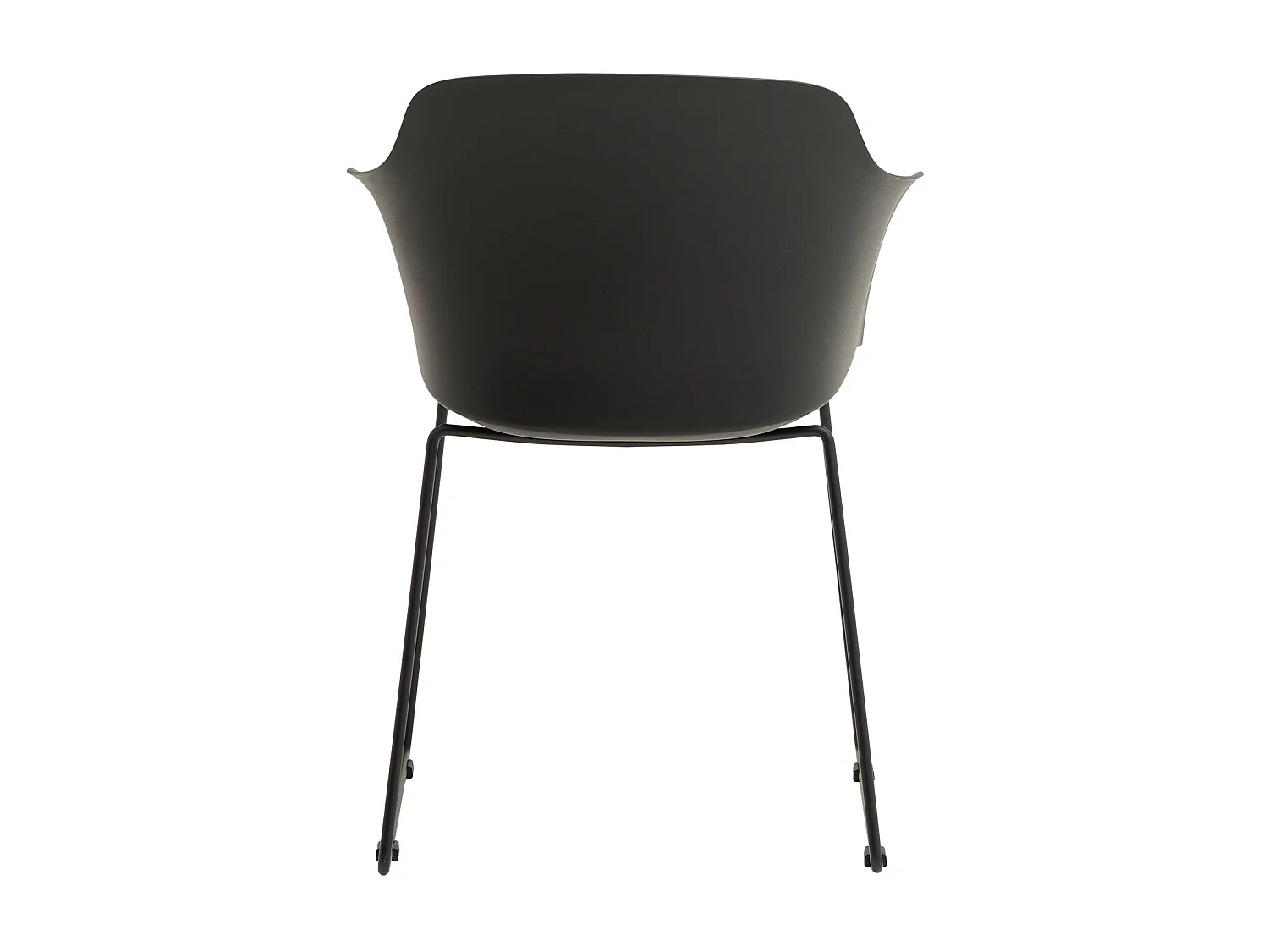 Lot de 4 chaises de jardin FORO fauteuil d'extérieur en plastique blanc résistant aux UV et pieds en métal noir