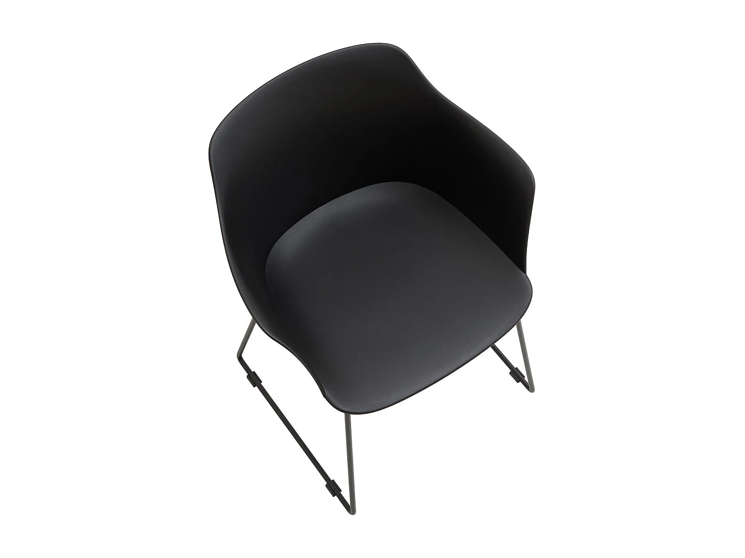 Lot de 4 chaises de jardin FORO fauteuil d'extérieur en plastique blanc résistant aux UV et pieds en métal noir