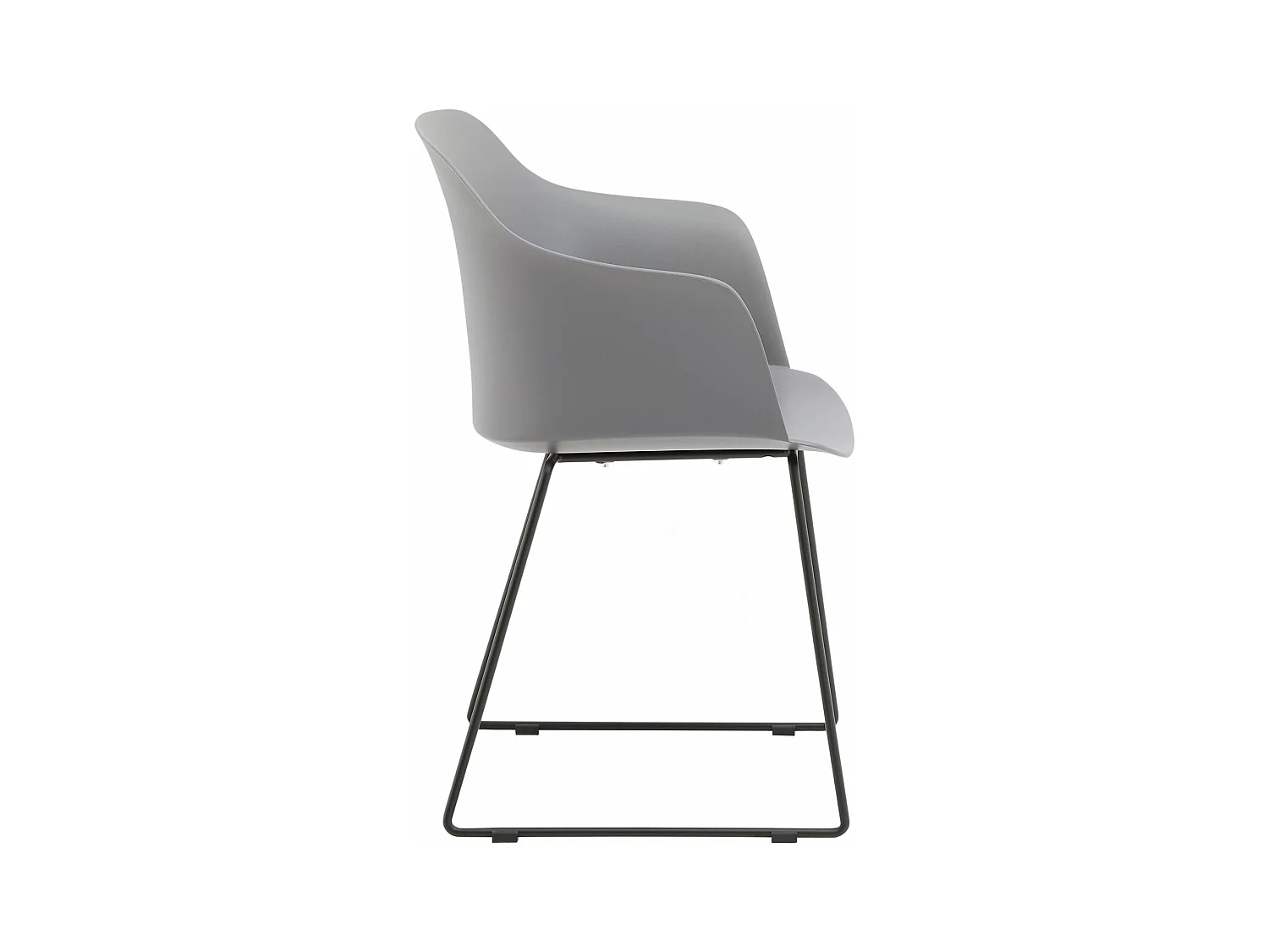 Lot de 4 chaises de jardin FORO fauteuil d'extérieur en plastique gris résistant aux UV et pieds en métal noir