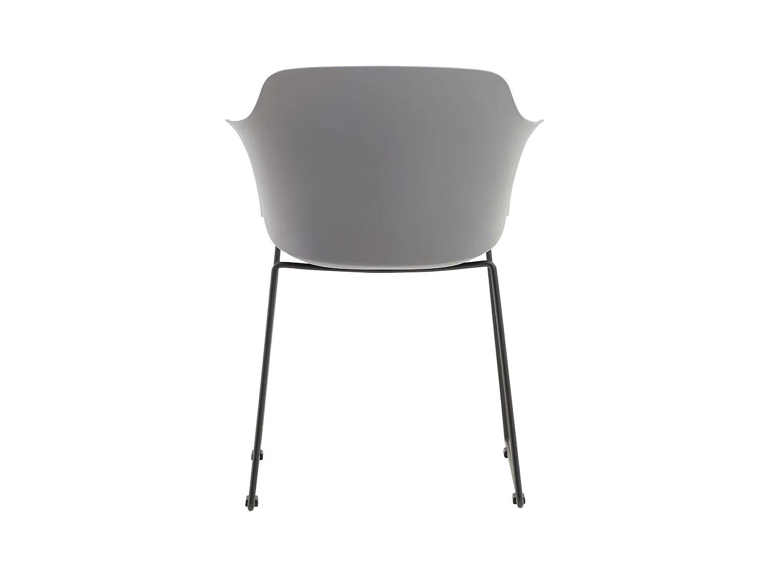 Lot de 4 chaises de jardin FORO fauteuil d'extérieur en plastique gris résistant aux UV et pieds en métal noir
