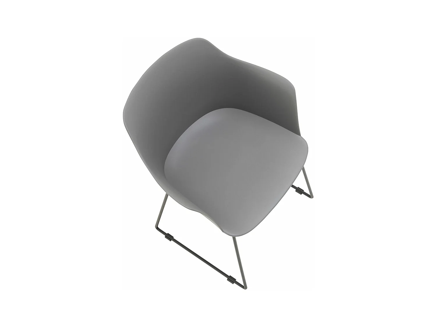 Lot de 4 chaises de jardin FORO fauteuil d'extérieur en plastique gris résistant aux UV et pieds en métal noir