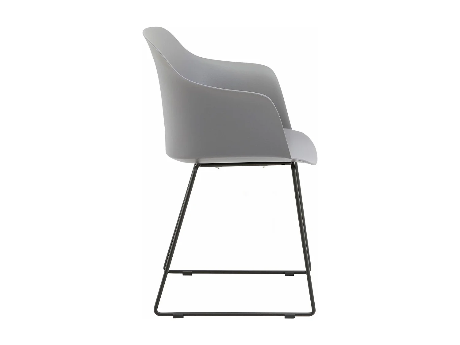 Lot de 4 chaises de jardin FORO fauteuil d'extérieur en plastique gris résistant aux UV et pieds en métal noir