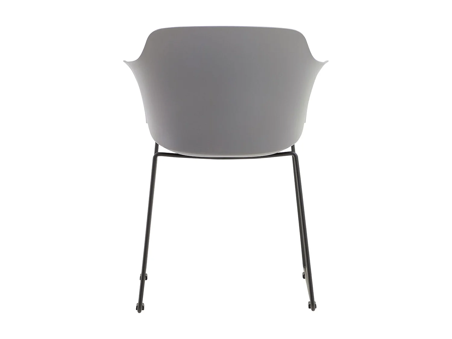 Lot de 4 chaises de jardin FORO fauteuil d'extérieur en plastique gris résistant aux UV et pieds en métal noir
