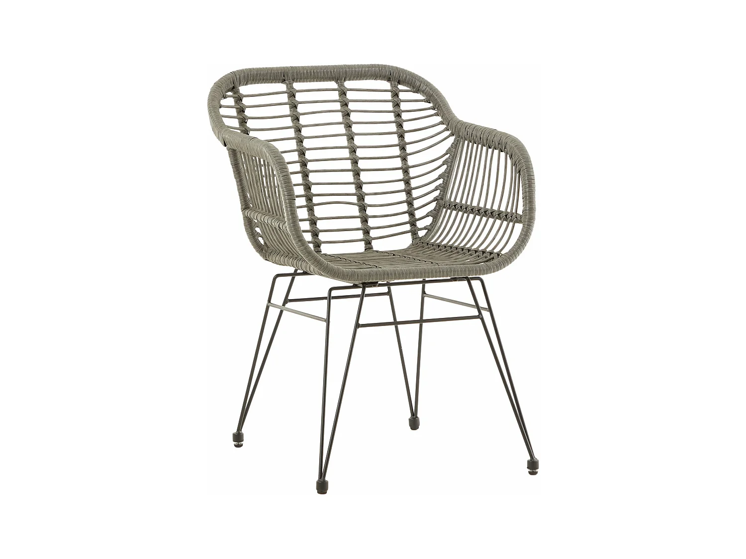Lot de 2 chaises de jardin PARAMO, imitation rotin gris fauteuil d'extérieur pour terrasse ou balcon résistant aux UV