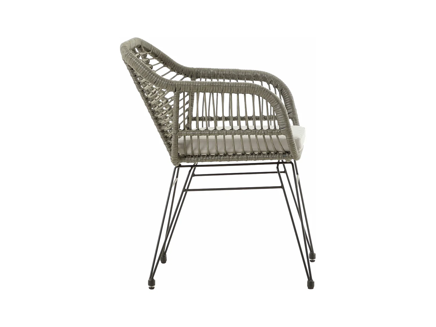 Lot de 2 chaises de jardin PARAMO, imitation rotin gris fauteuil d'extérieur pour terrasse ou balcon résistant aux UV