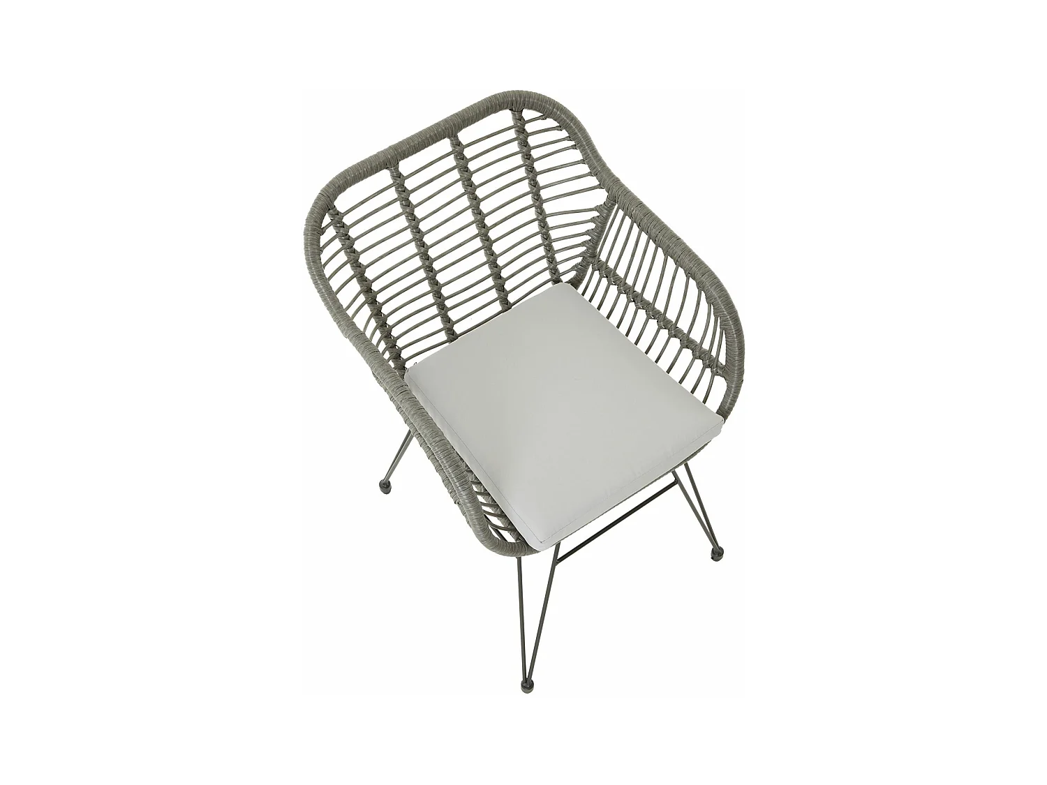 Lot de 2 chaises de jardin PARAMO, imitation rotin gris fauteuil d'extérieur pour terrasse ou balcon résistant aux UV