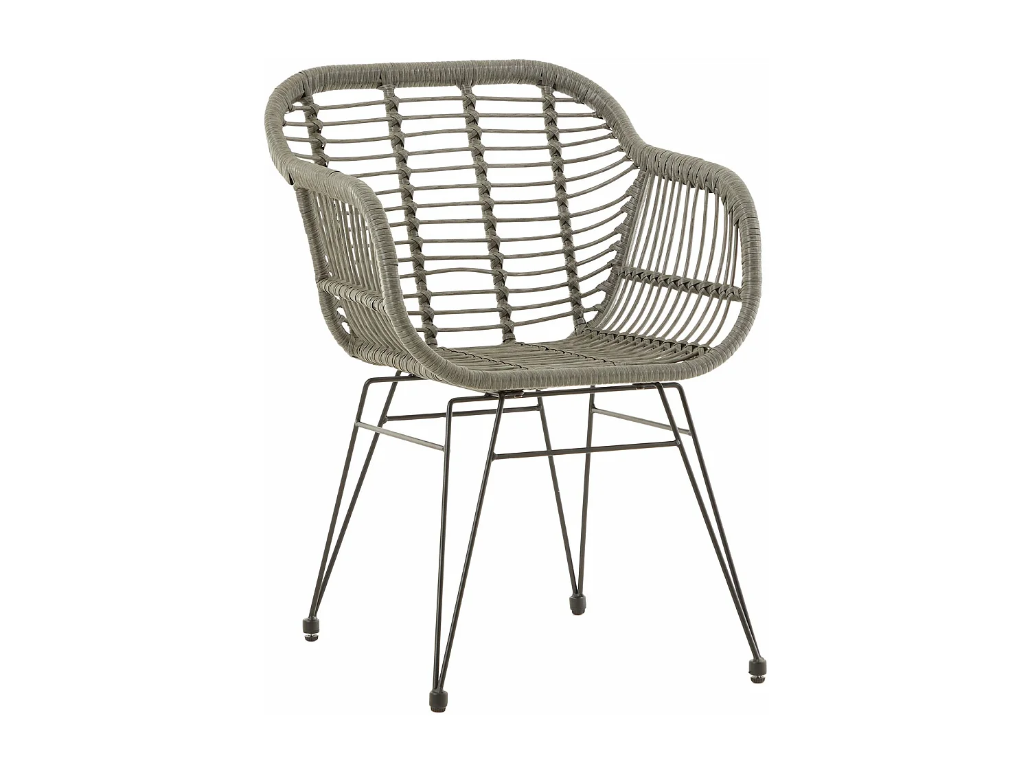 Lot de 2 chaises de jardin PARAMO, imitation rotin gris fauteuil d'extérieur pour terrasse ou balcon résistant aux UV