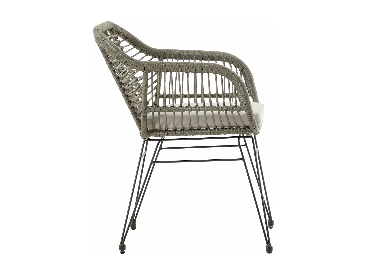 Lot de 2 chaises de jardin PARAMO, imitation rotin gris fauteuil d'extérieur pour terrasse ou balcon résistant aux UV