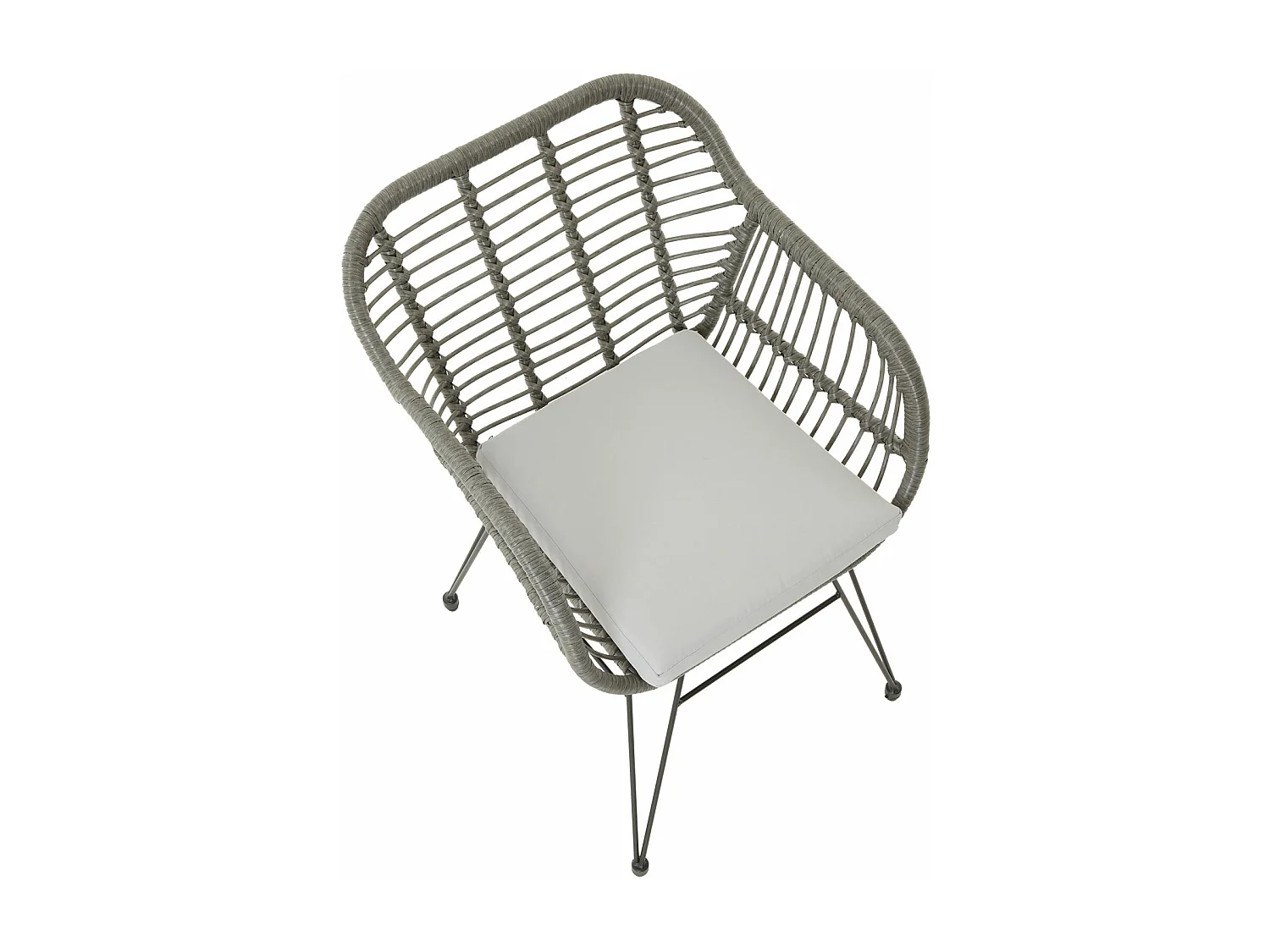 Lot de 2 chaises de jardin PARAMO, imitation rotin gris fauteuil d'extérieur pour terrasse ou balcon résistant aux UV