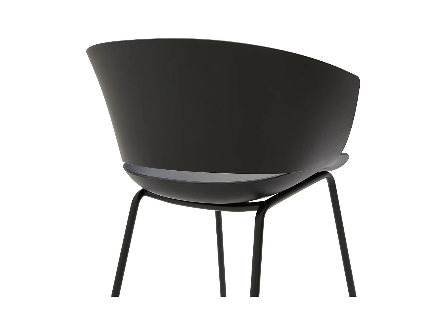 Lot de 4 chaises de jardin NIVEL fauteuil d'extérieur en plastique noir résistant aux UV et pieds en métal noir