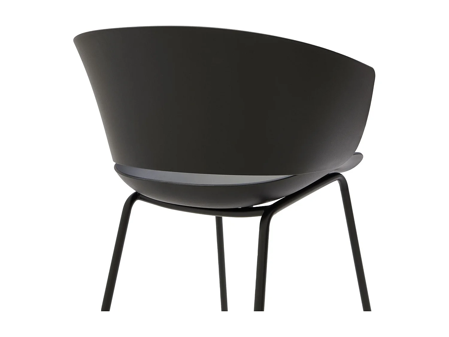 Lot de 4 chaises de jardin NIVEL fauteuil d'extérieur en plastique noir résistant aux UV et pieds en métal noir