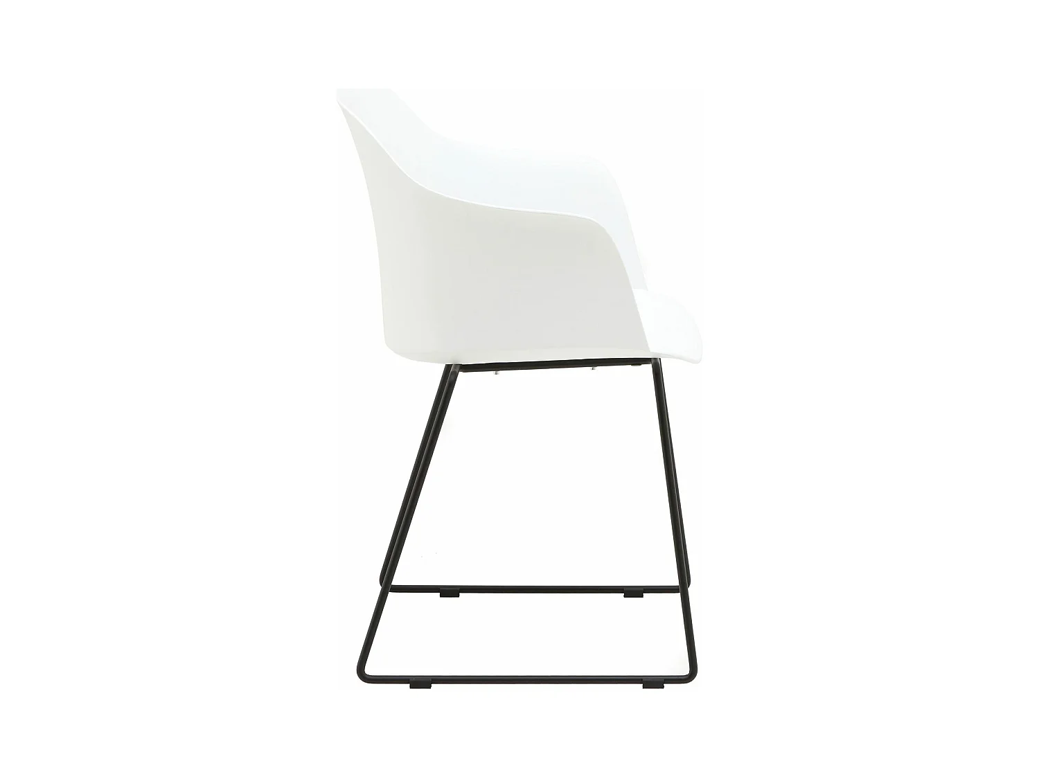 Lot de 4 chaises de jardin FORO fauteuil d'extérieur en plastique blanc résistant aux UV et pieds en métal noir