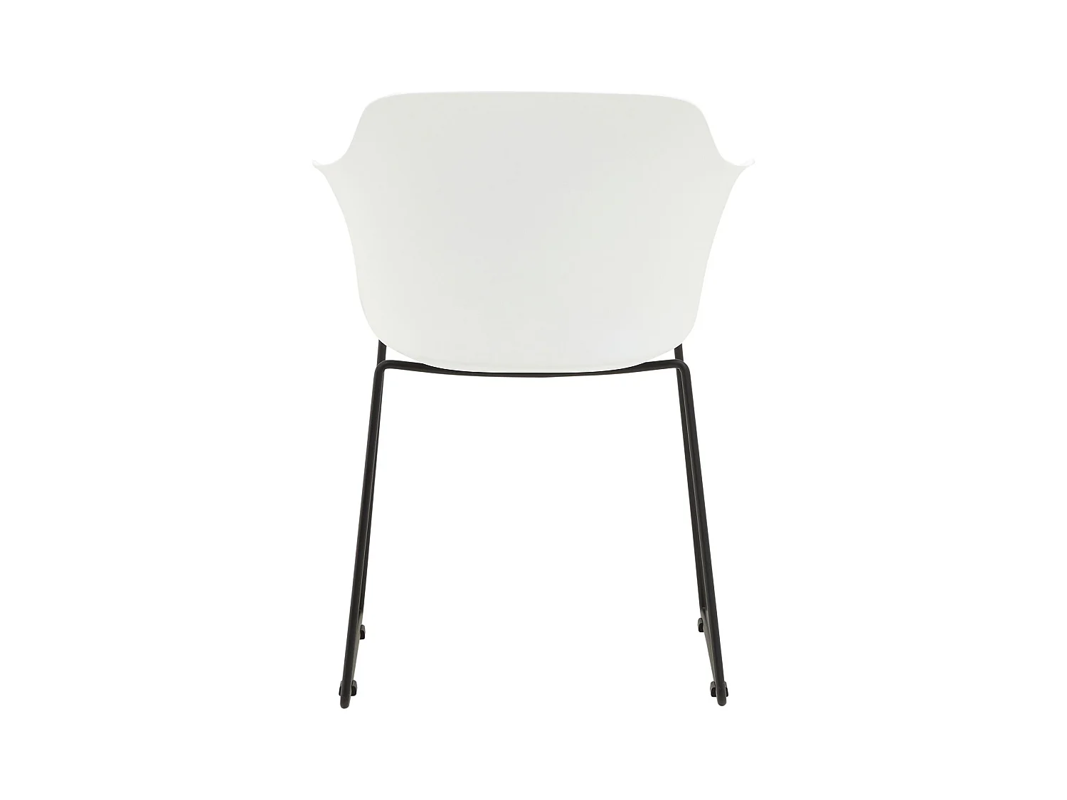 Lot de 4 chaises de jardin FORO fauteuil d'extérieur en plastique blanc résistant aux UV et pieds en métal noir