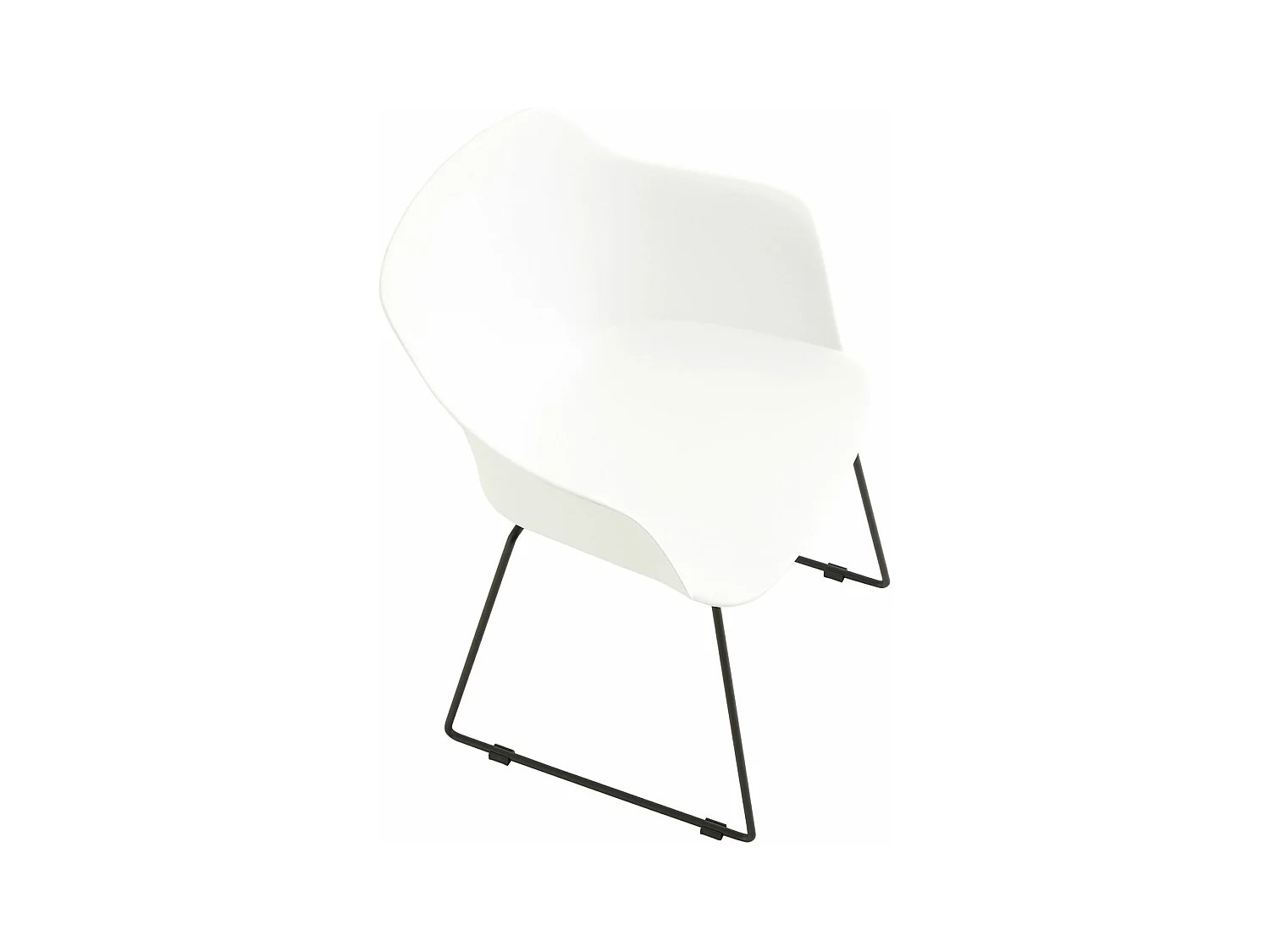 Lot de 4 chaises de jardin FORO fauteuil d'extérieur en plastique blanc résistant aux UV et pieds en métal noir