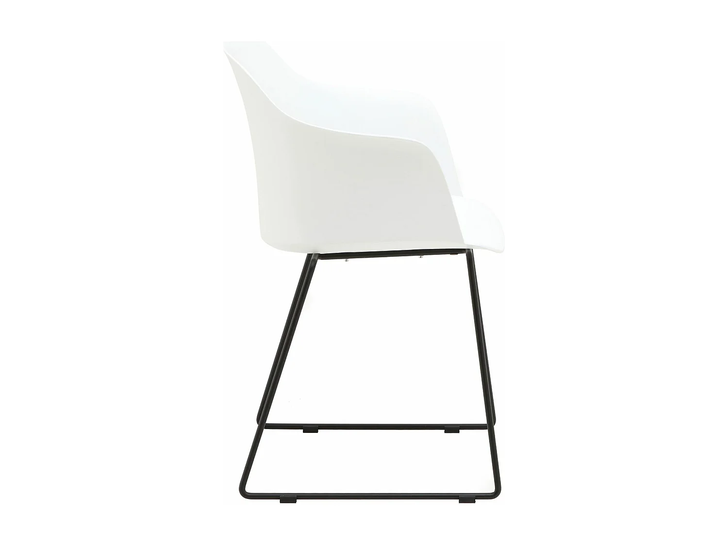 Lot de 4 chaises de jardin FORO fauteuil d'extérieur en plastique blanc résistant aux UV et pieds en métal noir