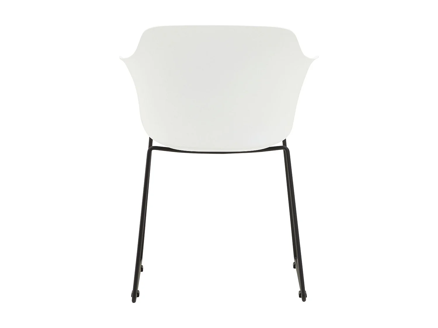 Lot de 4 chaises de jardin FORO fauteuil d'extérieur en plastique blanc résistant aux UV et pieds en métal noir