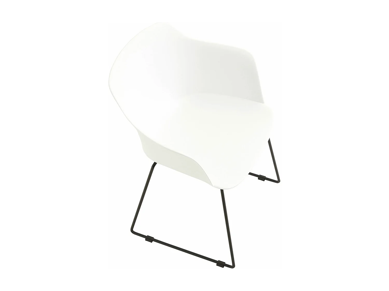 Lot de 4 chaises de jardin FORO fauteuil d'extérieur en plastique blanc résistant aux UV et pieds en métal noir
