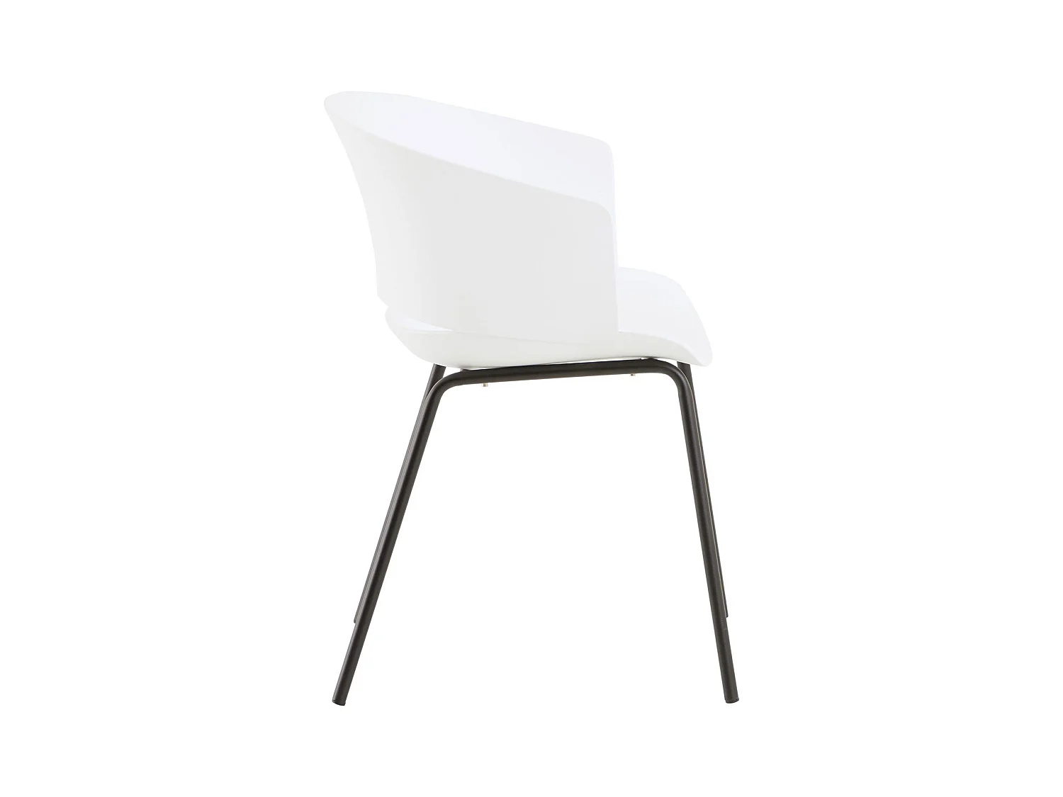 Lot de 4 chaises de jardin NIVEL fauteuil d'extérieur en plastique blanc résistant aux UV et pieds en métal noir