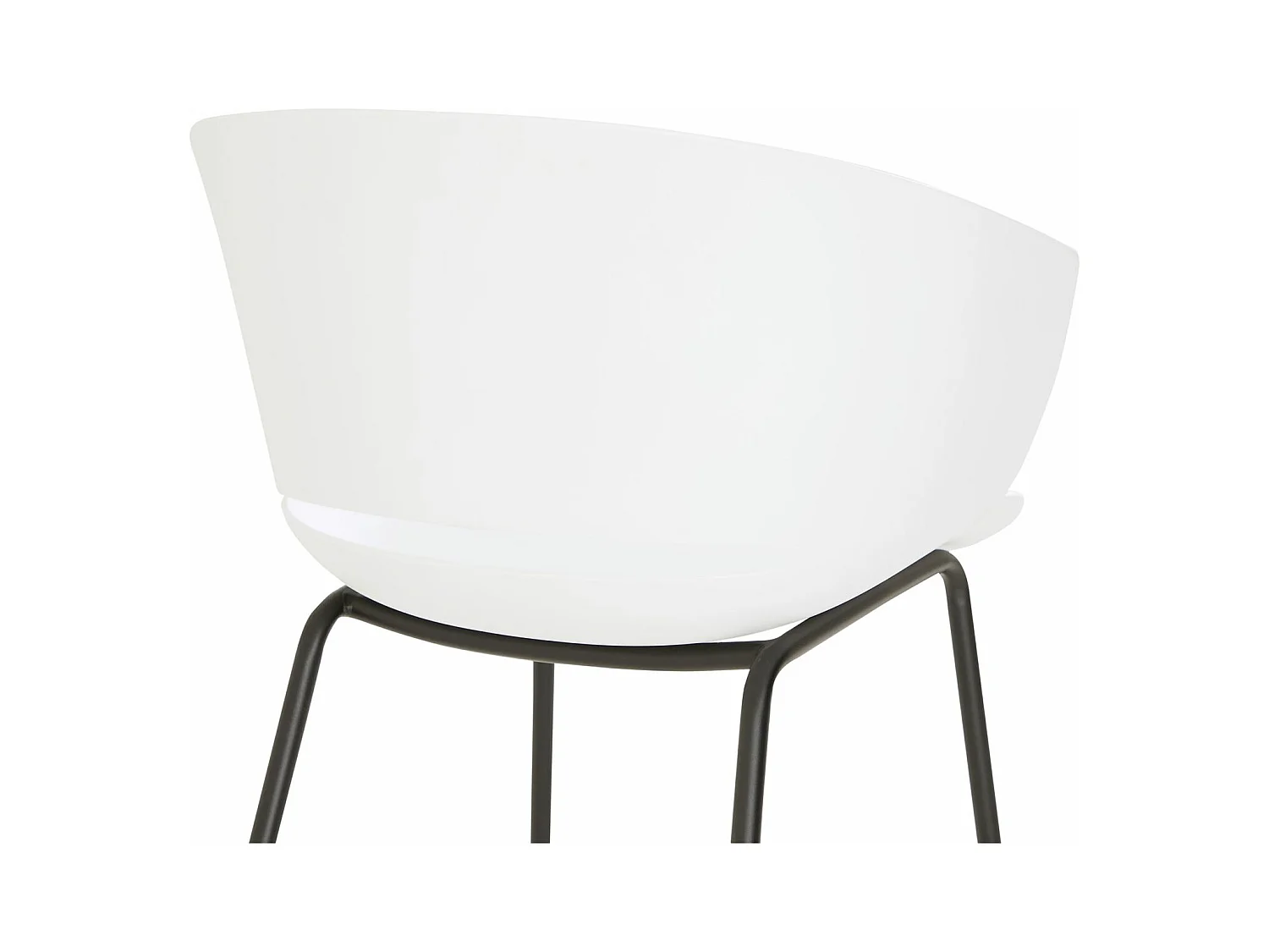 Lot de 4 chaises de jardin NIVEL fauteuil d'extérieur en plastique blanc résistant aux UV et pieds en métal noir