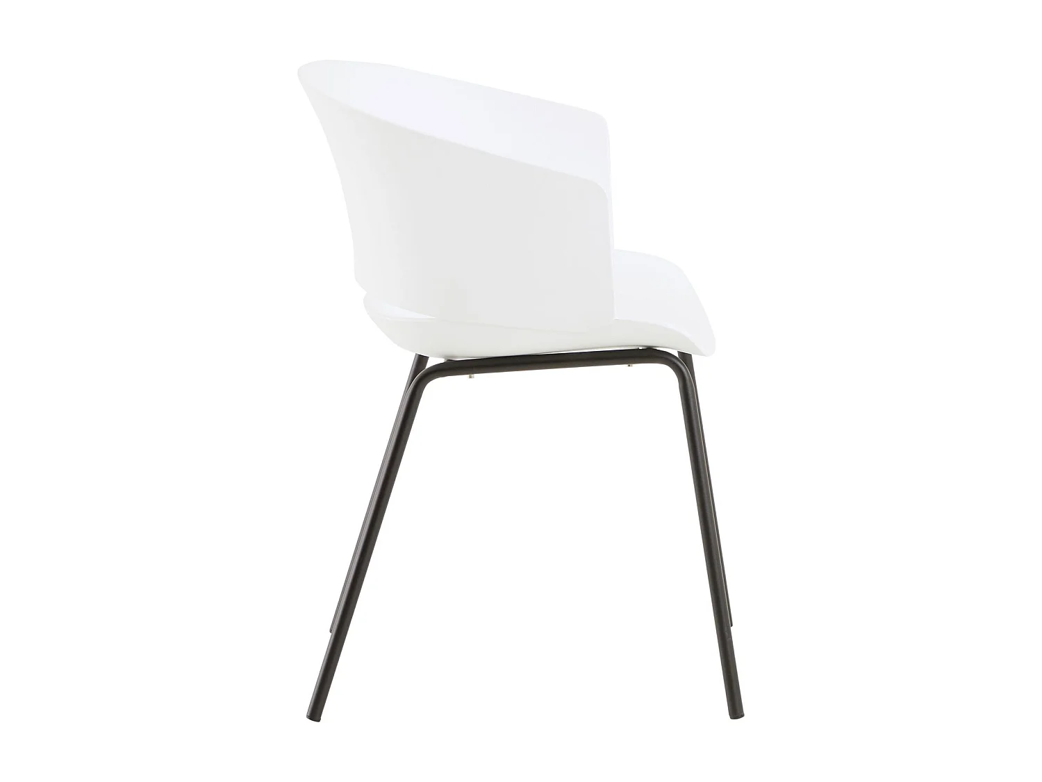 Lot de 4 chaises de jardin NIVEL fauteuil d'extérieur en plastique blanc résistant aux UV et pieds en métal noir
