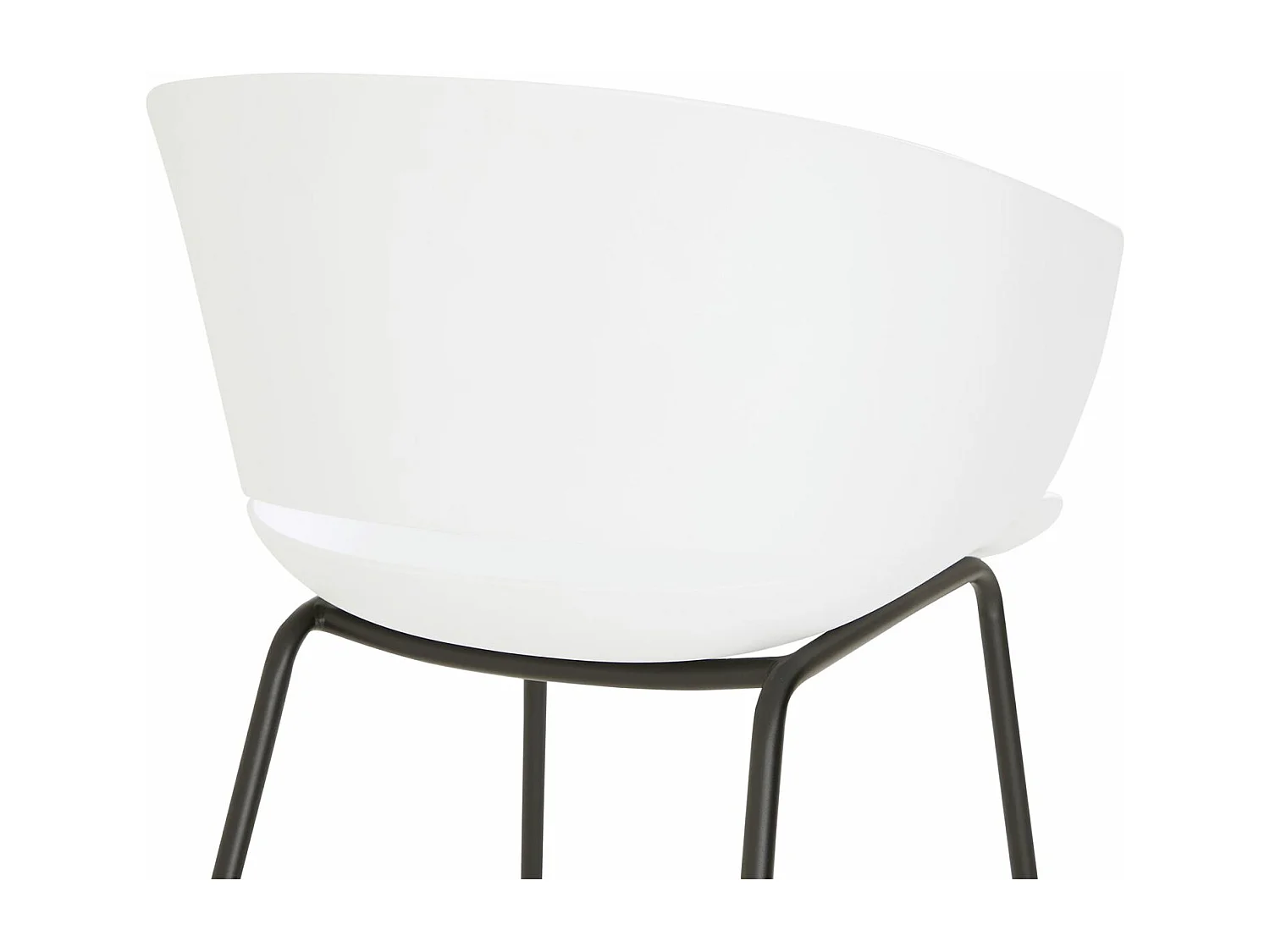 Lot de 4 chaises de jardin NIVEL fauteuil d'extérieur en plastique blanc résistant aux UV et pieds en métal noir