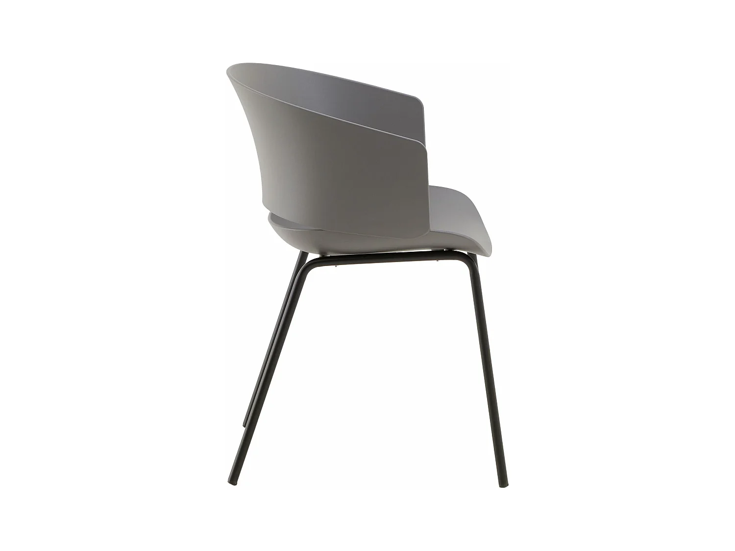 Lot de 4 chaises de jardin NIVEL fauteuil d'extérieur en plastique gris résistant aux UV et pieds en métal noir