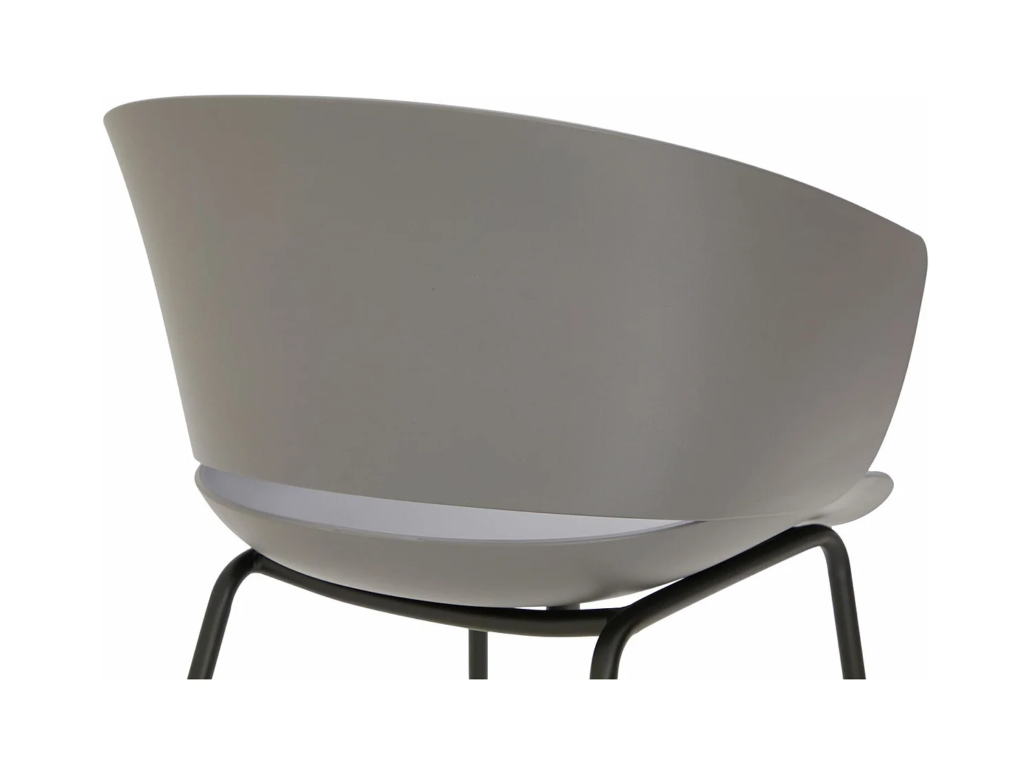 Lot de 4 chaises de jardin NIVEL fauteuil d'extérieur en plastique gris résistant aux UV et pieds en métal noir