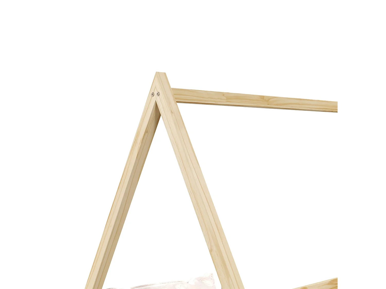 Lit cabane SILA 90x190 cm, lit simple enfant 1 place type Montessori, en pin massif finition naturelle